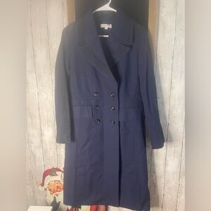 Victor Alfaro Rent The Runway Pre-Loved Navy/Blk Twill Double Breasted Coat Sm